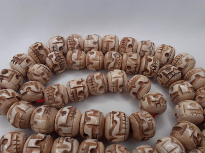 54 Beads Handcarved Skull Bone Mala,Bone Meditation Mala,Bone necklace,Ethnic Bone Jewellery,Tibetan Buddhist Prayer Skull Mala,Tantrik Japa