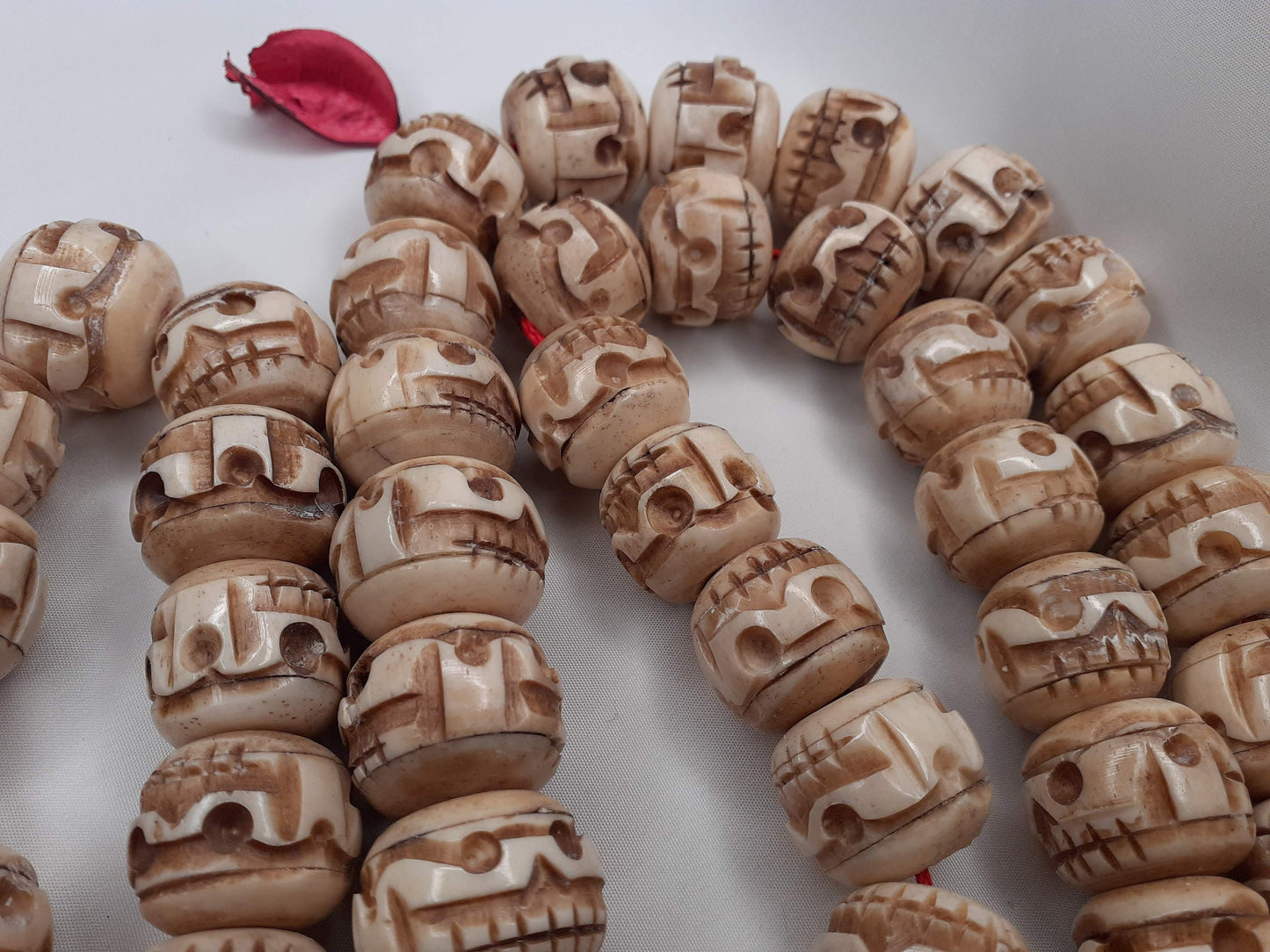 54 Beads Handcarved Skull Bone Mala,Bone Meditation Mala,Bone necklace,Ethnic Bone Jewellery,Tibetan Buddhist Prayer Skull Mala,Tantrik Japa