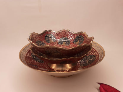 Decorative Handcrafted Floral Brass Ritual Prayer Offering Bowl,Handmade Brass Bowl  with Flower Embossed Design,Brass Altar Decor/Bowl