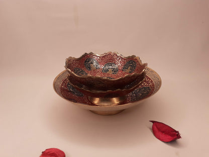 Decorative Handcrafted Floral Brass Ritual Prayer Offering Bowl,Handmade Brass Bowl  with Flower Embossed Design,Brass Altar Decor/Bowl
