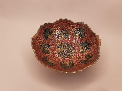 Decorative Handcrafted Floral Brass Ritual Prayer Offering Bowl,Handmade Brass Bowl  with Flower Embossed Design,Brass Altar Decor/Bowl