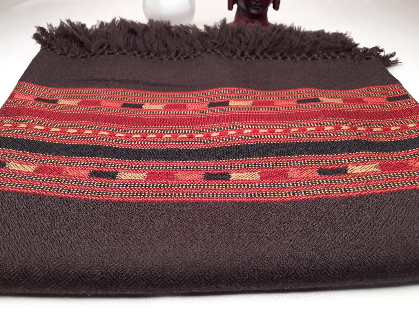 Handwoven Brown Pure Himalayan Sheep Wool Meditation Shawl,Ethnic Indian Wool Scarf,Himalayan Wool Wrap,Handmade Indian Shawl,Kullu Shawl