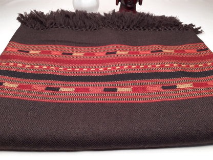 Handwoven Brown Pure Himalayan Sheep Wool Meditation Shawl,Ethnic Indian Wool Scarf,Himalayan Wool Wrap,Handmade Indian Shawl,Kullu Shawl