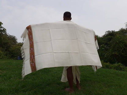 Handwoven White Pure Himalayan Sheep Wool Meditation Shawl,Himalayan Prayer Blanket,Kullu Shawl,Ethnic Indian Shawl,Wool Prayer Wrap