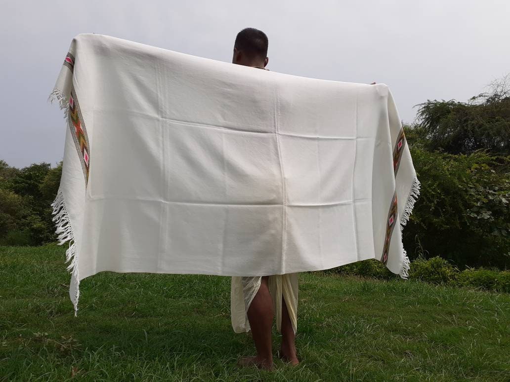 SURYA Handwoven White Pure Himalayan Sheep Wool Meditation Shawl,Himalayan Prayer Blanket,Kullu Shawl,Ethnic Indian Shawl,Wool Prayer Wrap