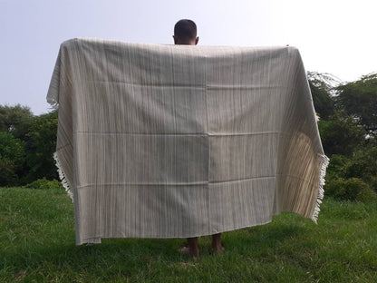 HIMALAYA X-Large Thick Heavy Offwhite Handwoven Himalayan Yak Wool Meditation Blanket,Tibetan Yak Wool Wrap,Tibetan Yak Wool Prayer Blanket