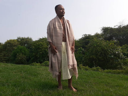 BAJRANG X-Large Thick Beige Color Handwoven Pure Himalayan Yak Wool Meditation Blanket,Tibetan Yak Wool Wrap,Himalayan Yak Prayer Blanket