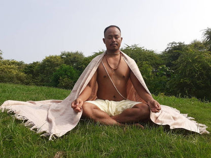 BAJRANG X-Large Thick Beige Color Handwoven Pure Himalayan Yak Wool Meditation Blanket,Tibetan Yak Wool Wrap,Himalayan Yak Prayer Blanket