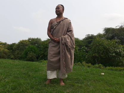 Handwoven Brown Pure Himalayan Sheep Wool Meditation Shawl,Himalayan Prayer Blanket,Kullu Shawl,Ethnic Indian Shawl,Wool Prayer Wrap