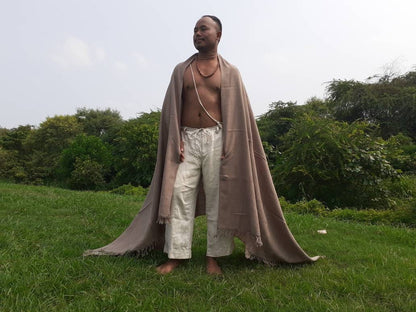 Handwoven Brown Pure Himalayan Sheep Wool Meditation Shawl,Himalayan Prayer Blanket,Kullu Shawl,Ethnic Indian Shawl,Wool Prayer Wrap