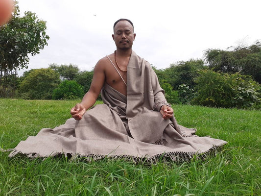 Large Handwoven Light Brown Pure Himalayan Sheep Wool Meditation Shawl, HandmaHimalayan Prayer Blanket,Kullu Shawl,Ethnic Indian Prayer Wrap