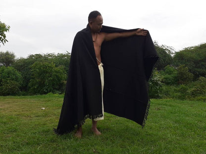 KAAL X-Large Thick/Heavy Black Color Handwoven Authentic Himalayan Yak Wool Meditation Blanket,Tibetan Yak Wool Prayer Wrap,Indian Yak Shawl