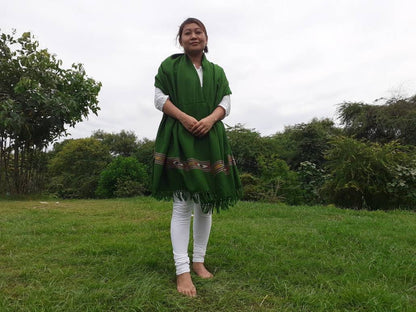 Handwoven Green Pure Himalayan Sheep Wool Meditation Shawl,Himalayan Prayer Blanket,Kullu Shawl,Ethnic Indian Shawl,Wool Prayer Wrap