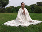 TARA Handwoven Embroidered White Pure Himalayan Sheep Wool Meditation Shawl,Himalayan Prayer Wrap,Ethnic Kullu Indian Floral Scarf/Stole