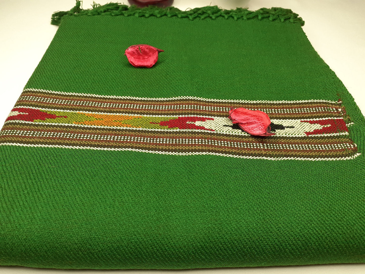 Handwoven Green Pure Himalayan Sheep Wool Meditation Shawl,Himalayan Prayer Blanket,Kullu Shawl,Ethnic Indian Shawl,Wool Prayer Wrap
