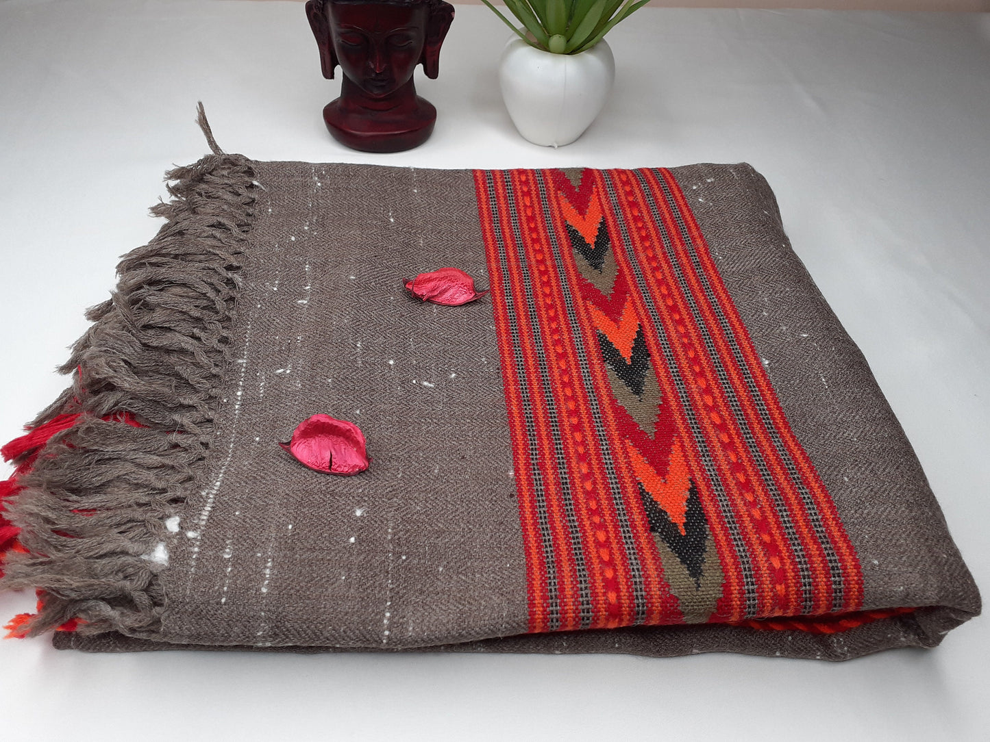 Handwoven Pure Himalayan Sheep Wool Meditation Shawl,Himalayan Prayer Blanket,Kullu Shawl,Ethnic Indian Shawl,Wool Prayer Wrap