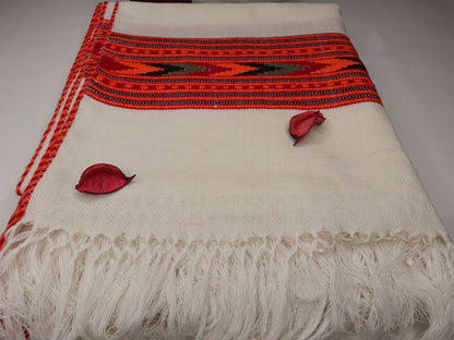 Handwoven  White Pure Himalayan Sheep Wool Meditation Shawl,Himalayan Prayer Blanket,Kullu Shawl,Ethnic Indian Shawl,Wool Prayer Wrap