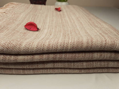 BAJRANG X-Large Thick Beige Color Handwoven Pure Himalayan Yak Wool Meditation Blanket,Tibetan Yak Wool Wrap,Himalayan Yak Prayer Blanket