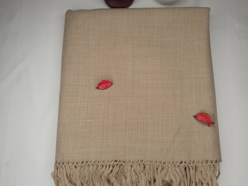 Handwoven Beige Pure Himalayan Sheep Wool Meditation Shawl,Himalayan Prayer Blanket,Kullu Shawl,Ethnic Indian Shawl,Wool Prayer Wrap