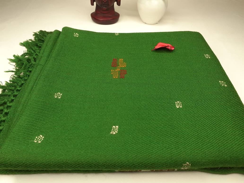 Handwoven Embroidered Pure Himalayan Sheep Wool Meditation Shawl,Himalayan Prayer Blanket,Kullu Shawl,Ethnic Indian Shawl,Wool Prayer Wrap