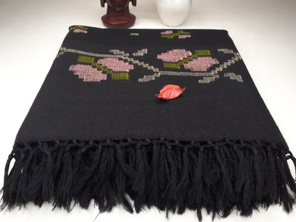 Handwoven Navy Blue Pure Himalayan Sheep Wool Meditation Shawl,Himalayan Prayer Blanket,Kullu Shawl,Ethnic Indian Shawl,Wool Prayer Wrap