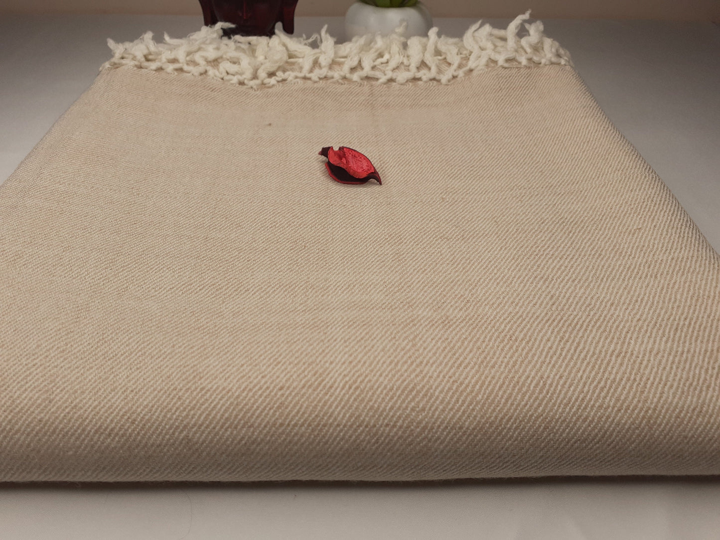 Handwoven Cream Pure Himalayan Sheep Wool Meditation Shawl,Himalayan Prayer Blanket,Kullu Shawl,Ethnic Indian Shawl,Wool Prayer Wrap