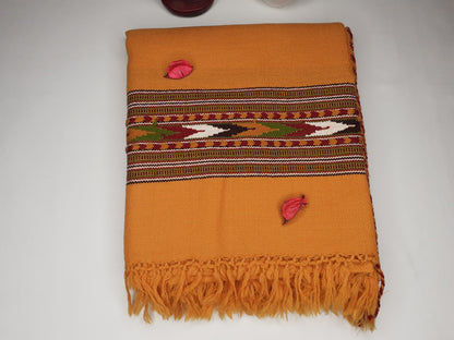 Handwoven Traditional Mustard Yellow Color Himalayan Sheep Wool Meditation Shawl,Ethnic Indian Wool Blanket,Himalayan Wool Wrap,,Kullu Shawl