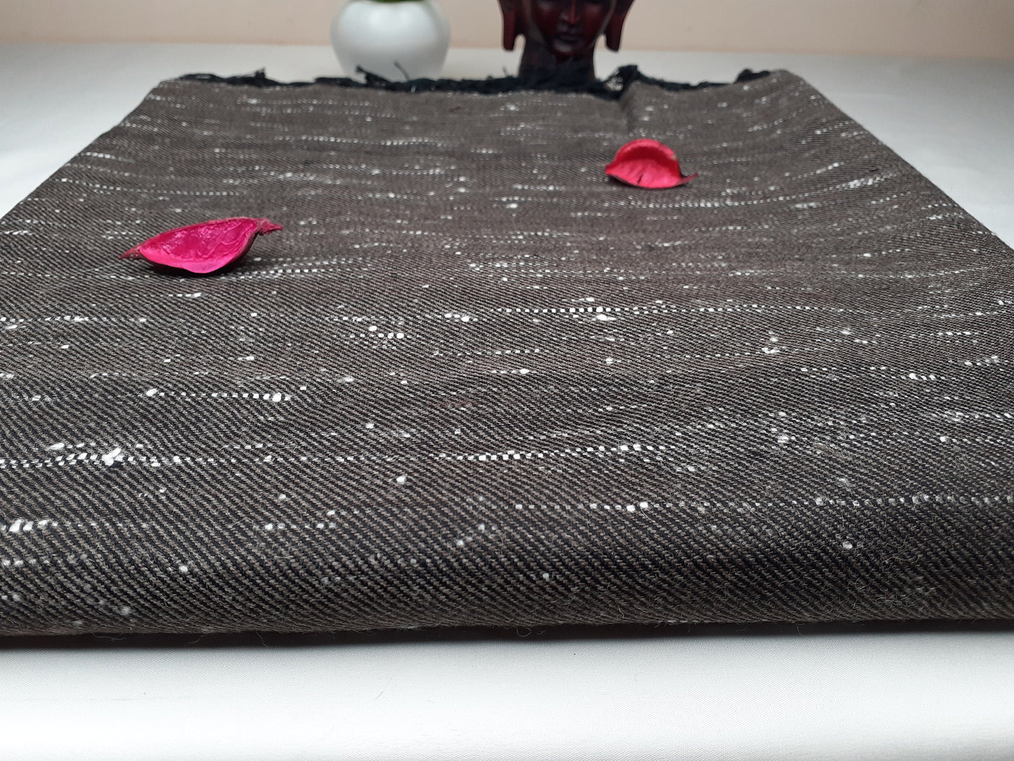 Handwoven Brown Pure Himalayan Sheep Wool Meditation Shawl,Himalayan Prayer Blanket,Kullu Shawl,Ethnic Indian Shawl,Wool Prayer Wrap