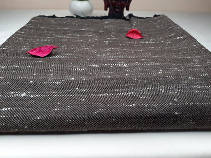 Handwoven Brown Pure Himalayan Sheep Wool Meditation Shawl,Himalayan Prayer Blanket,Kullu Shawl,Ethnic Indian Shawl,Wool Prayer Wrap