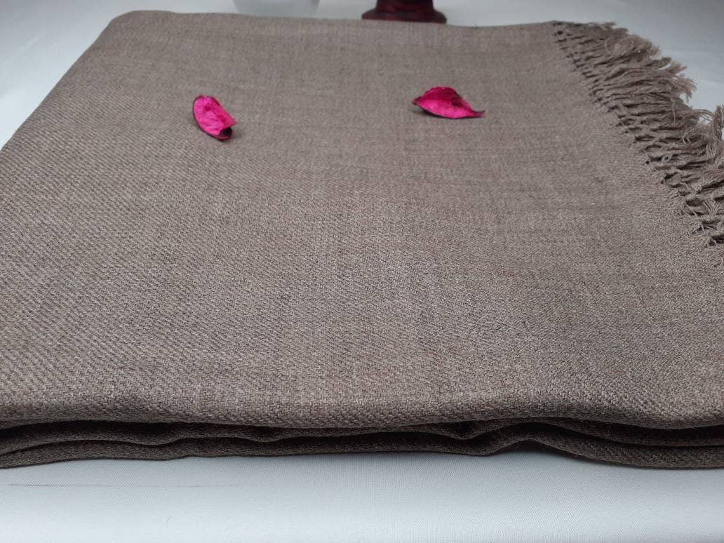 Handwoven Brown Pure Himalayan Sheep Wool Meditation Shawl,Himalayan Prayer Blanket,Kullu Shawl,Ethnic Indian Shawl,Wool Prayer Wrap