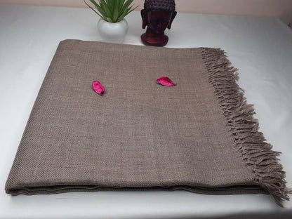 Handwoven Brown Pure Himalayan Sheep Wool Meditation Shawl,Himalayan Prayer Blanket,Kullu Shawl,Ethnic Indian Shawl,Wool Prayer Wrap