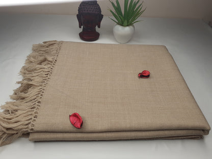 Handwoven Beige Pure Himalayan Sheep Wool Meditation Shawl,Himalayan Prayer Blanket,Kullu Shawl,Ethnic Indian Shawl,Wool Prayer Wrap