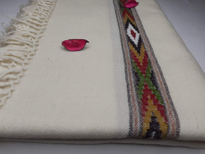 SURYA Handwoven White Pure Himalayan Sheep Wool Meditation Shawl,Himalayan Prayer Blanket,Kullu Shawl,Ethnic Indian Shawl,Wool Prayer Wrap
