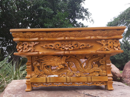Small Size Dragon Handcarved Foldable Wooden Tibetan Buddhist Altar,Zen Meditation Altar,Dragon Carved Prayer table,Tibetan Alter Table,
