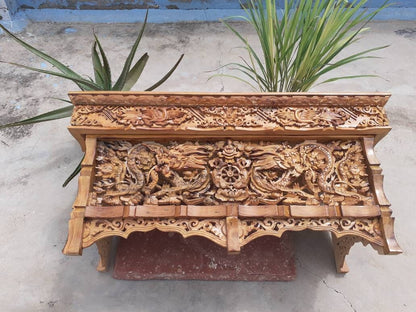 Large Handcarved Dragon Foldable Wooden Tibetan Buddhist Altar, Buddhist Prayer table,Tibetan Alter Table,Zen Shrine Table,Meditation Altar