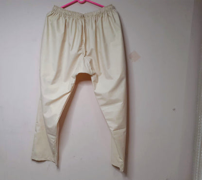 YOGI Mens Cotton Yoga Pants Pockets Yogi Breathable Gym Straight Trousers Flexible Drawstring,Khadi  Loose harem cloth