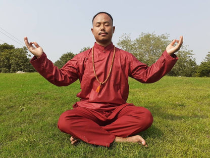 Custom-Made Tibetan Traditional Meditation Suit,Buddhist Prayer Robe,Tibetan Ethnic Shirt and Drawstring Pant for Men, Zen Prayer Clothing