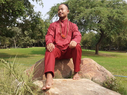 Custom-Made Tibetan Traditional Meditation Suit,Buddhist Prayer Robe,Tibetan Ethnic Shirt and Drawstring Pant for Men, Zen Prayer Clothing