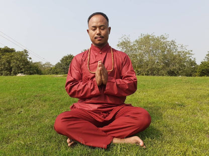 Custom-Made Tibetan Traditional Meditation Suit,Buddhist Prayer Robe,Tibetan Ethnic Shirt and Drawstring Pant for Men, Zen Prayer Clothing