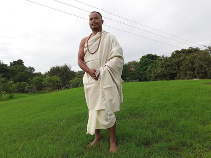 RISHI X-Large Handspun And Handwoven Sheep Wool Meditation Shawl,Himalayan Prayer Blanket,Himalayan Wool,Kullu Shawl,Handmade Indian Shawl