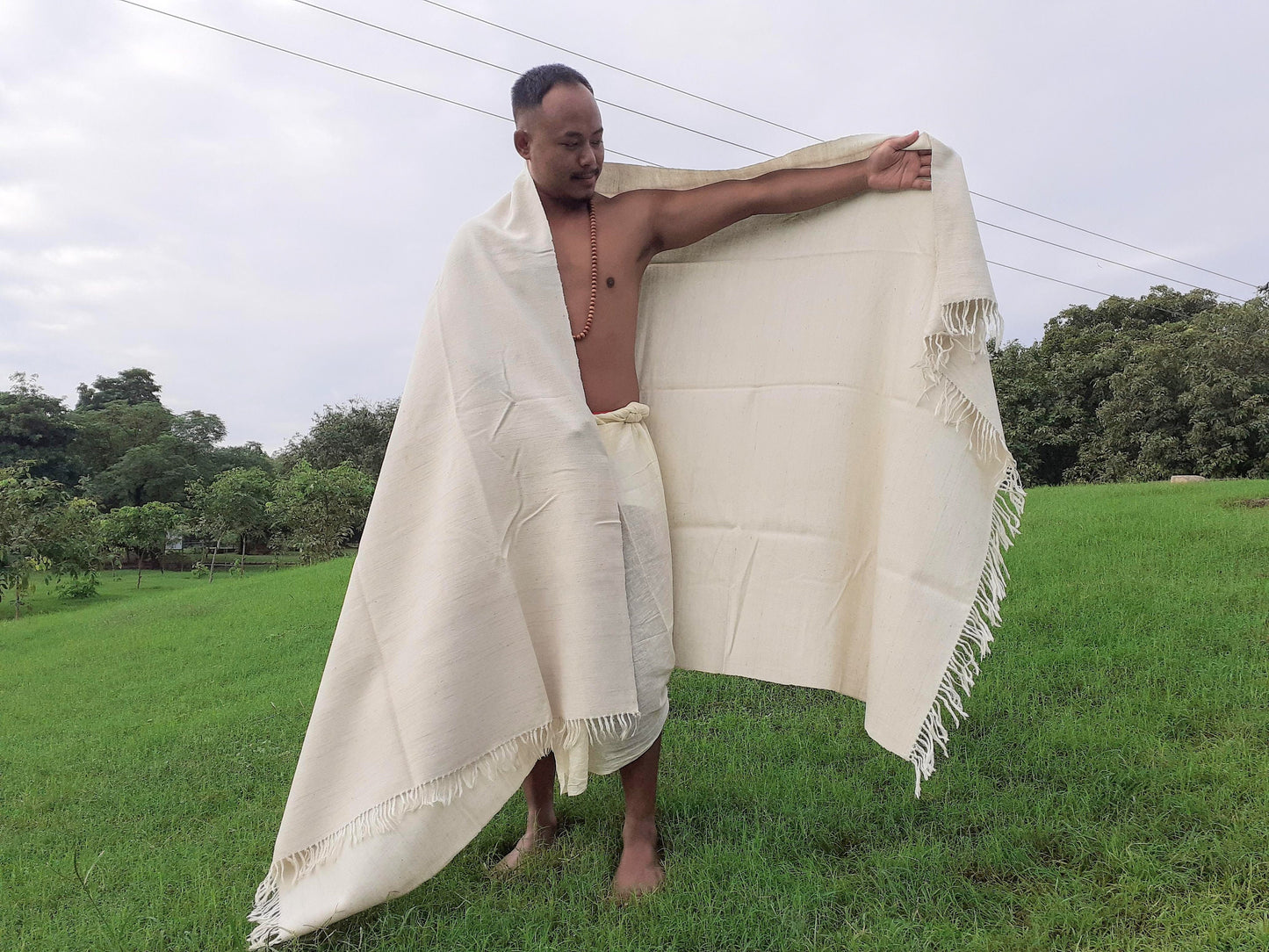 RISHI X-Large Handspun And Handwoven Sheep Wool Meditation Shawl,Himalayan Prayer Blanket,Himalayan Wool,Kullu Shawl,Handmade Indian Shawl