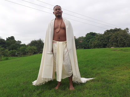 BRAHMA X-Large 'Yogi' Handwoven Pure Himalayan Sheep Wool Meditation Shawl,Himalayan Prayer Blanket,Himalayan Wool,Handmade Indian Yoga Wrap