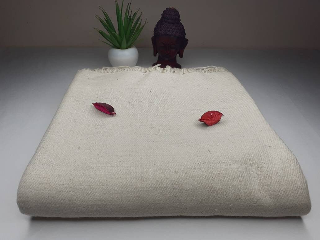 RISHI X-Large Handspun And Handwoven Sheep Wool Meditation Shawl,Himalayan Prayer Blanket,Himalayan Wool,Kullu Shawl,Handmade Indian Shawl