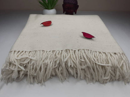 RISHI X-Large Handspun And Handwoven Sheep Wool Meditation Shawl,Himalayan Prayer Blanket,Himalayan Wool,Kullu Shawl,Handmade Indian Shawl