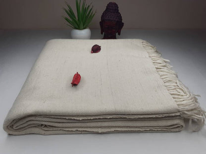 RISHI X-Large Handspun And Handwoven Sheep Wool Meditation Shawl,Himalayan Prayer Blanket,Himalayan Wool,Kullu Shawl,Handmade Indian Shawl