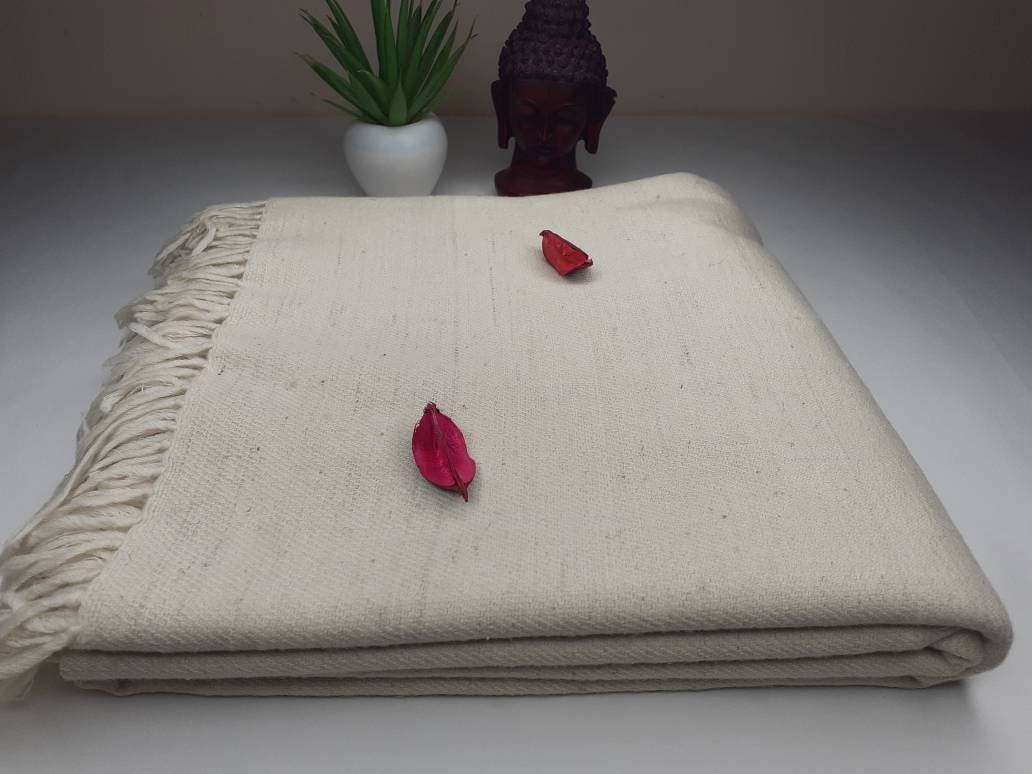 RISHI X-Large Handspun And Handwoven Sheep Wool Meditation Shawl,Himalayan Prayer Blanket,Himalayan Wool,Kullu Shawl,Handmade Indian Shawl