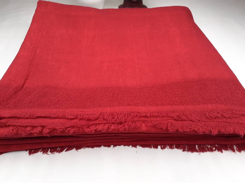 NIRVANA Large Traditional Handwoven Burgundy Tibetan Buddhist Raw Eri Silk Meditation Shawl,Tantric Meditation Wrap,Buddhist Prayer Silk Zen