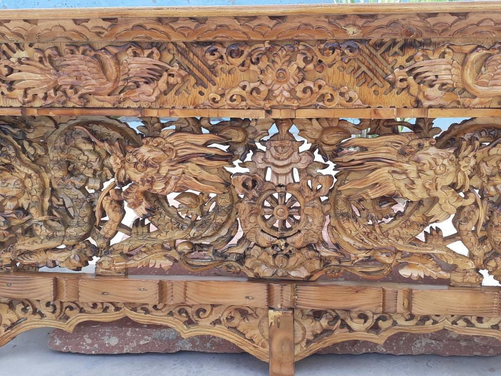 Large Handcarved Dragon Foldable Wooden Tibetan Buddhist Altar, Buddhist Prayer table,Tibetan Alter Table,Zen Shrine Table,Meditation Altar