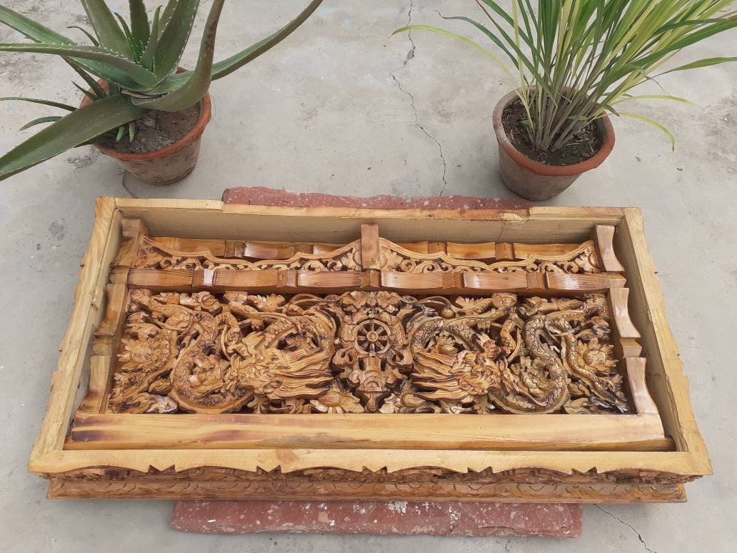 Large Handcarved Dragon Foldable Wooden Tibetan Buddhist Altar, Buddhist Prayer table,Tibetan Alter Table,Zen Shrine Table,Meditation Altar