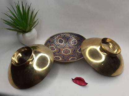 Decorative Handcrafted Floral Brass Ritual Prayer Offering Bowl,Handmade Brass Bowl  with Flower Embossed Design,Brass Altar Decor/Bowl